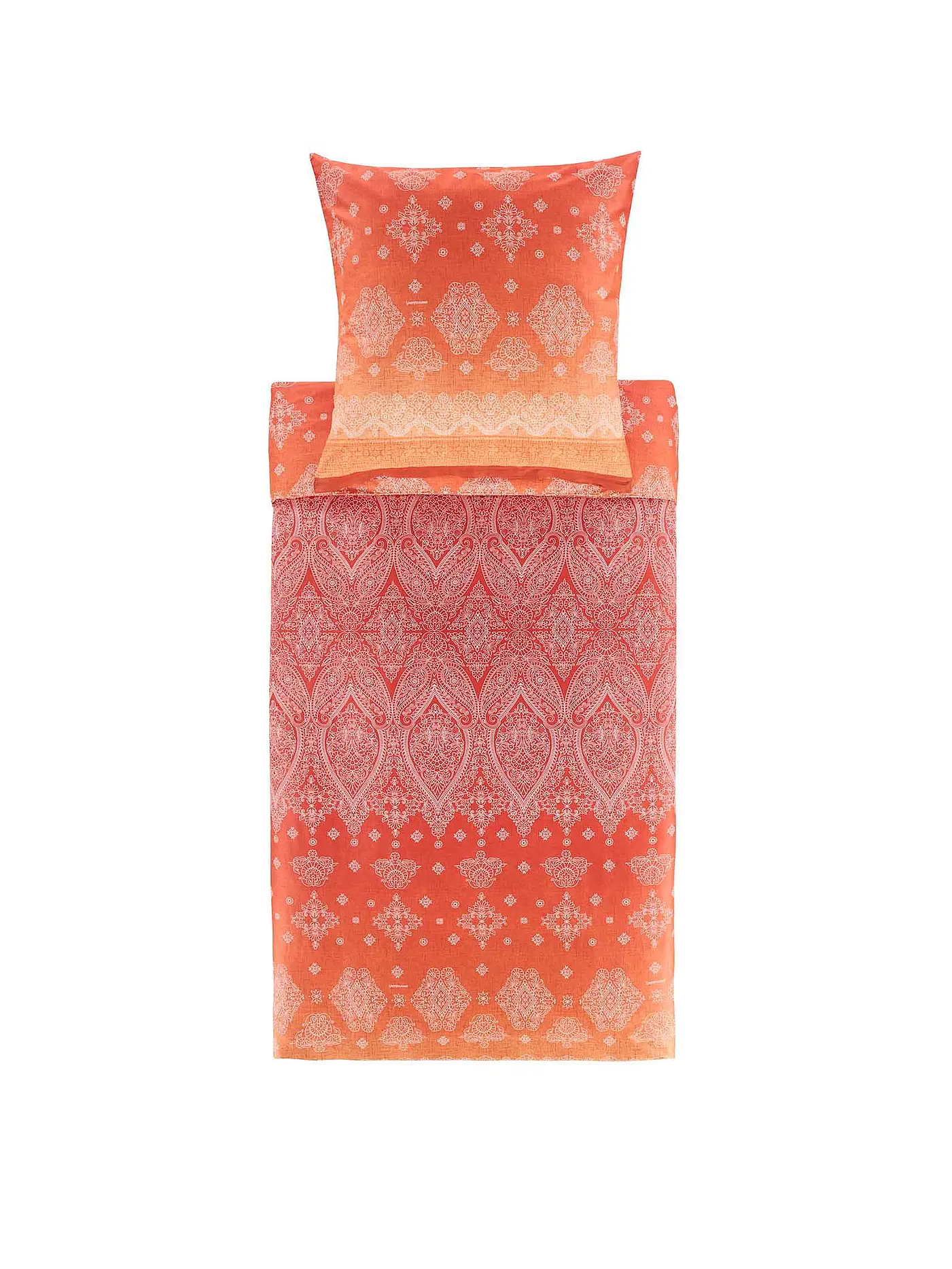 BASSETTI | Satin Bettwäsche KERALA 70x90cm/140x200cm Gruen | orange